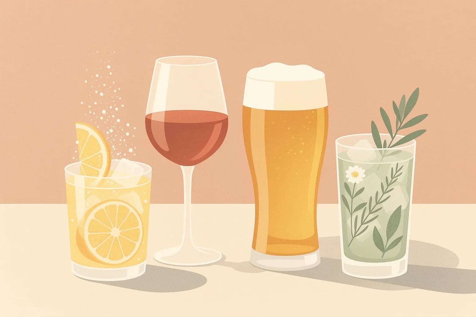 Alcohol-free drinks on a table