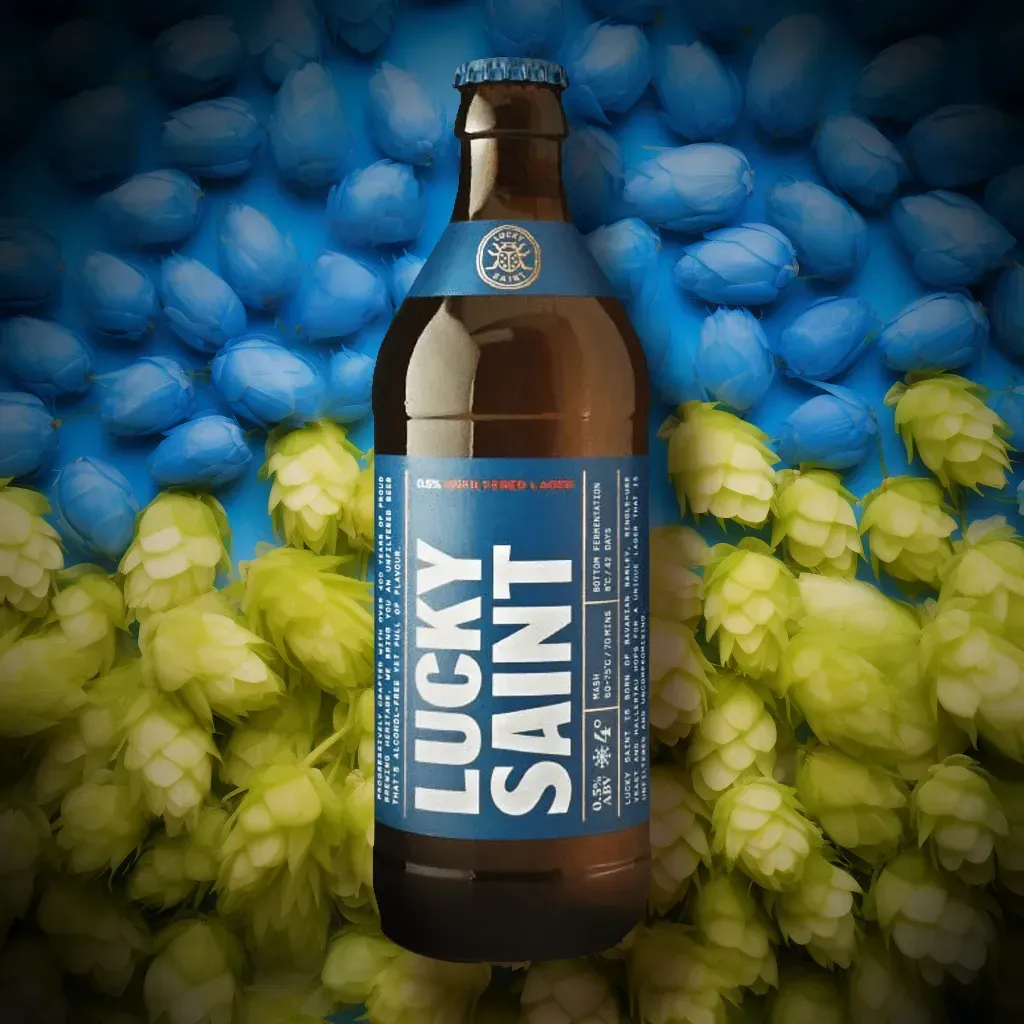 Lucky Saint Unfiltered Alcohol-Free Lager Bottle (0.5% ABV)