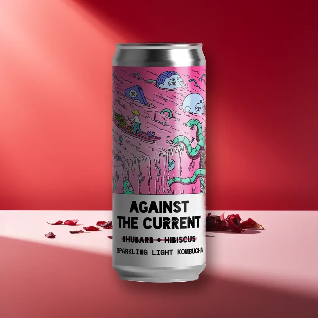 Counter Culture Rhubarb & Hibiscus Kombucha Can (0.5% ABV)